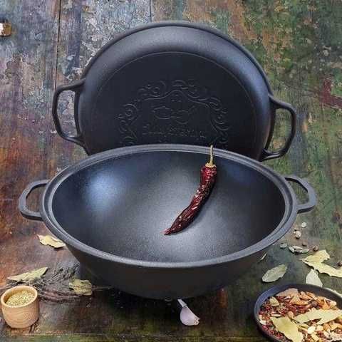 Купити Казан чавунний узбецький об`ємом 12 л WOK із кришкою