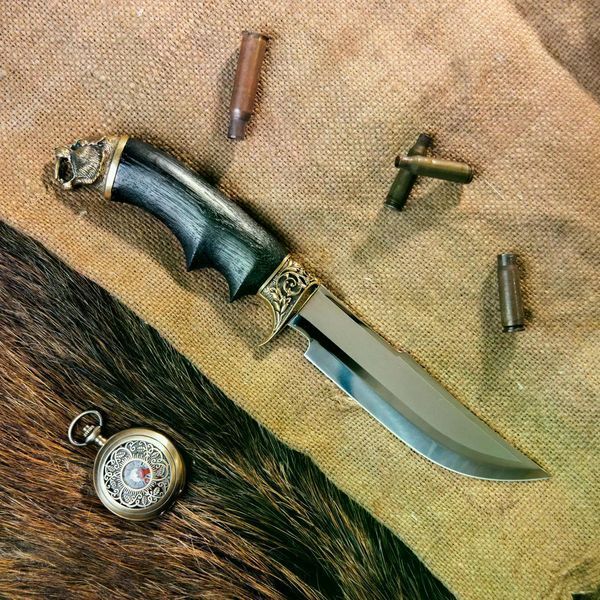 Нож &laquo;Хищник&raquo; в толстом кожаном чехле HN_340046 фото