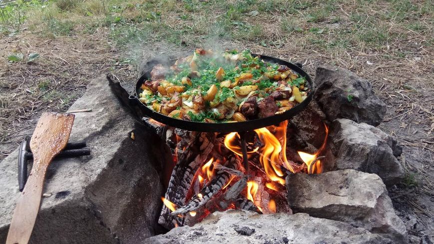 Сковорода для огня из диска бороны 50 см с гравированной крышкой и чехлом в комплекте (садж, пикник) СД50-КРГРЧ фото