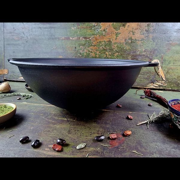 Казан чавунний узбецький об`ємом 15 л WOK зі скляною кришкою "Наша Майстерня" (товстостінний) НМК-15КСТ фото