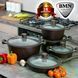 Кухонный набор кастрюль и сковороды BMN Collection, 10 предметов, коричневый, гранитное покрытие, с крышками BMN C12 фото 5