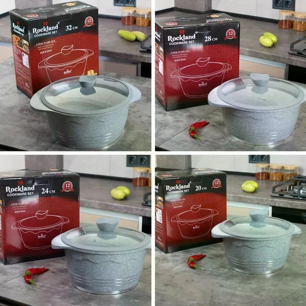Набор кастрюль ROCKLAND Cookware Set (22 предмет) серый с гранитным покрытием и крышками ROCKLAND22 фото