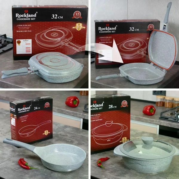Набор кастрюль ROCKLAND Cookware Set (22 предмет) серый с гранитным покрытием и крышками ROCKLAND22 фото