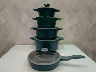 Набір посуду BMN Collection (10 предметів) з кришками та гранітним покриттям | каструлі | сковорідка BMN C10 фото