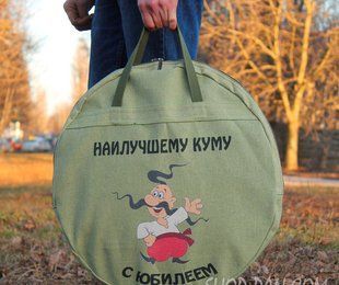 Подарунковий набір куму: сковорода з диска борони 50 см із кришкою та чохлом (садж, пікнік) СД-50ПКУМ фото