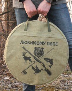 Подарочный набор Сковорода из диска бороны 50 см с крышкой, чехлом и принтом (садж, пикник) СД-50ПЛП фото