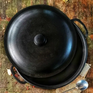 Казан чавунний узбецький об`ємом 8 л WOK із алюмінієвою кришкою "Наша Майстерня" (товстостінний) Т405С2 фото